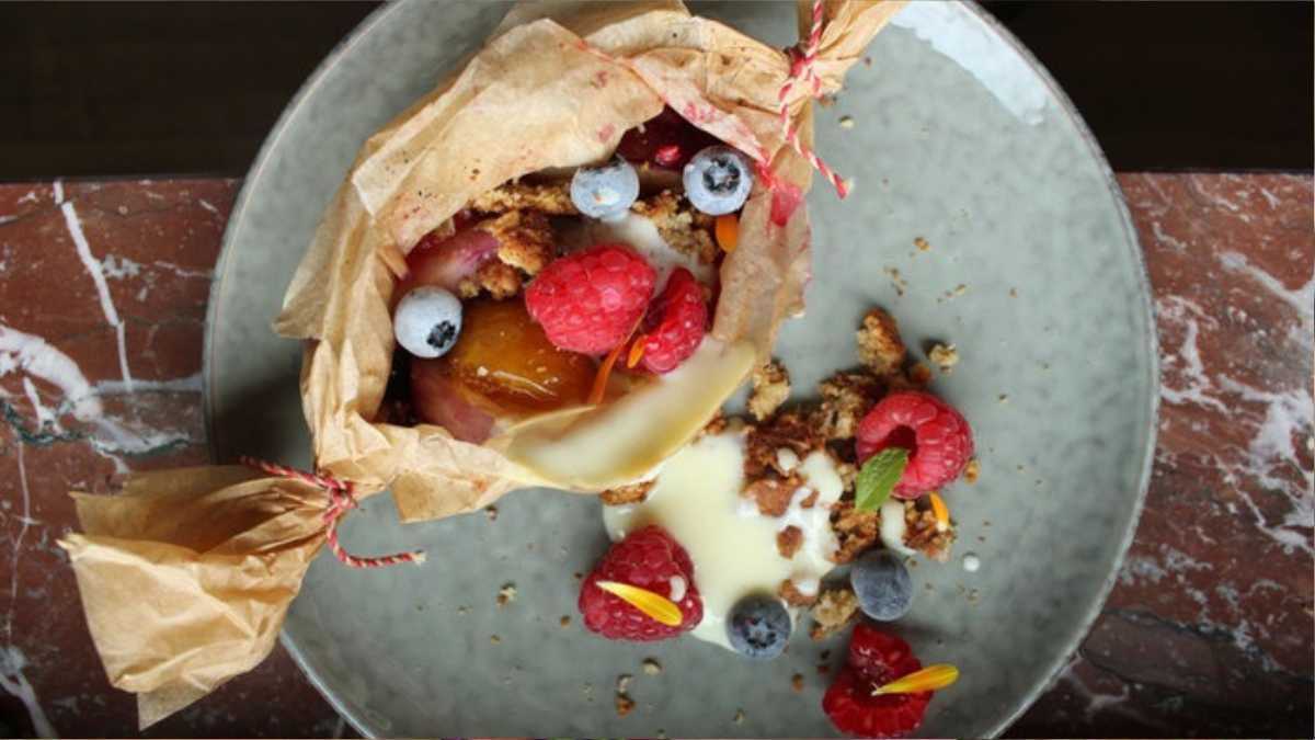 Sommerliche Papillote mit Vanillesauce ohne Ei - Mehr für Elle